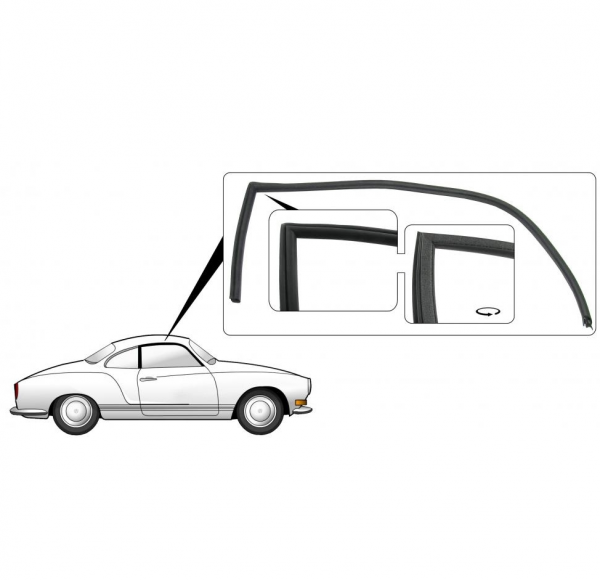 Türdichtung rechts VW Karmann Ghia oben an Karosse / Tür Innenausstattung vergl. 143845212B